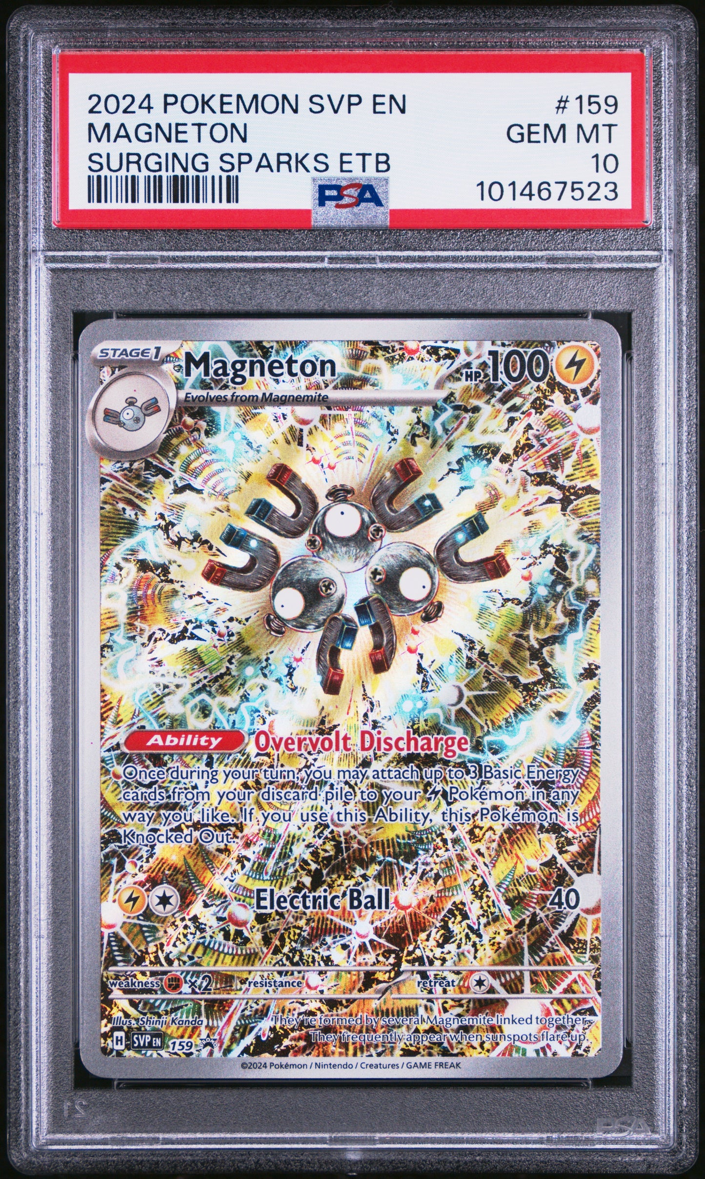 Singles Graded - 2024 POKEMON SURGING SPARKS MAGNETON ETB PROMO PSA 10!