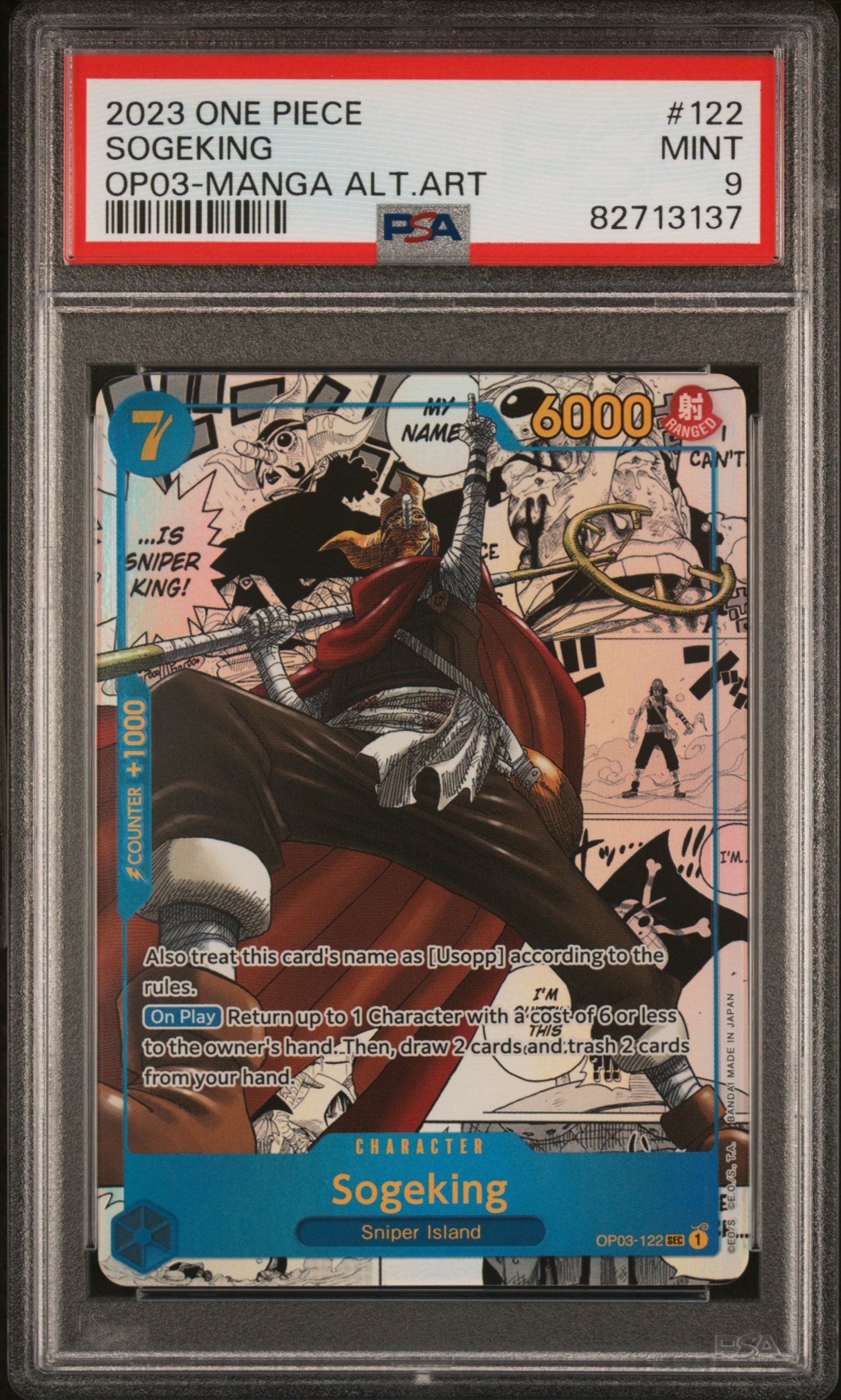 Singles Graded - 2023 ONE PIECE OP03-PILLARS OF STRENGTH SOGEKING MANGA PSA 9!