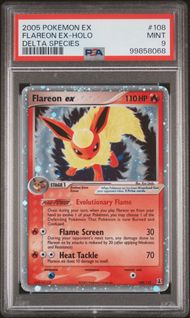 Ducky - Singles Graded - 2005 POKEMON EX DELTA SPECIES 108 FLAREON EX-HOLO - PSA 9!